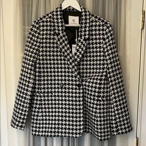 Anine Bing Black and White Houndstooth Blazer